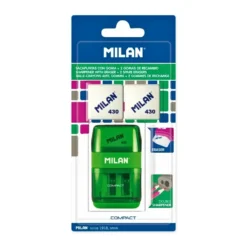 MILAN COMPACT Sharpener + 2 x Erasers [Assorted Colours]