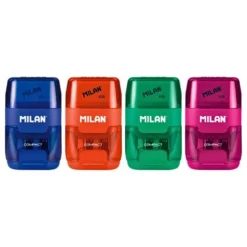 MILAN COMPACT Sharpener + 2 x Erasers [Assorted Colours]