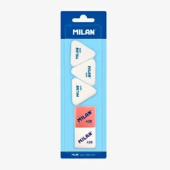MILAN Flexible Eraser Set – 3 x 4045 Triangular & 2 x 430 Square (Pack of 5)
