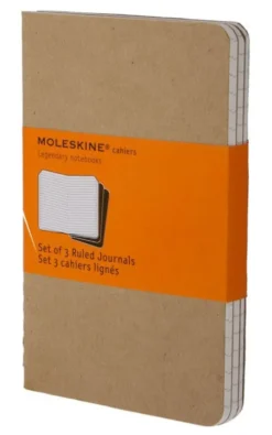 Moleskine Ruled Kraft Cahier 9cm x 14cm [pack pf 3]