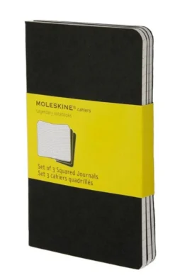 Moleskine Squared Black Cahier 9cm x 14cm [pack pf 3]
