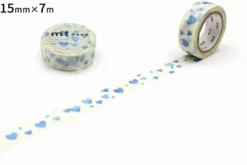 mt 1P Deco Washi Tape - Heart Stamp Blue - 15mm