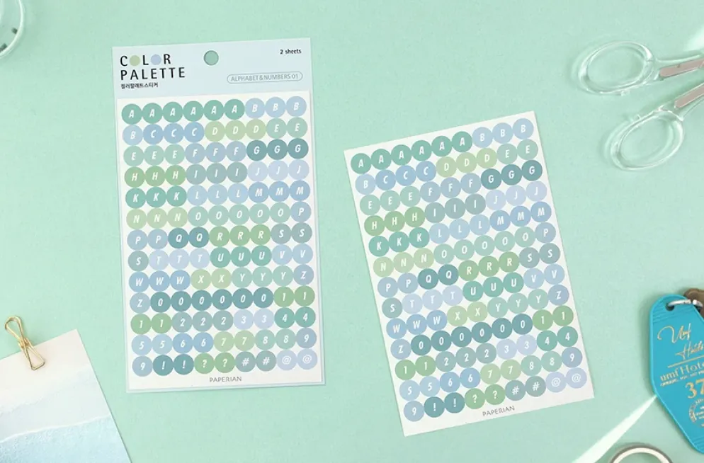 Paperian Colour Palette Stickers - Alphabet & Numbers