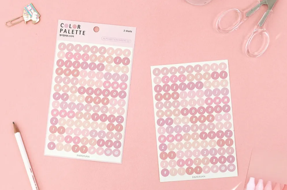 Paperian Colour Palette Stickers - Alphabet & Numbers