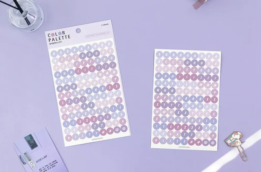 Paperian Colour Palette Stickers - Alphabet & Numbers