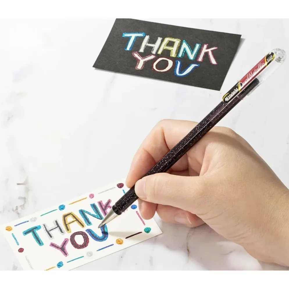 Pentel Dual Metallic Ballpoint Pen Set – 7 Colours Glitter Ink