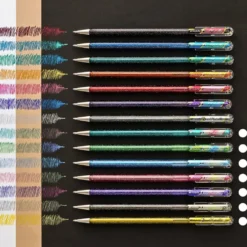 Pentel Dual Metallic Ballpoint Pen Set – 7 Colours Glitter Ink