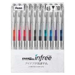 Pentel EnerGel InFree Gel Pen 0.5mm - 10 Colour Set