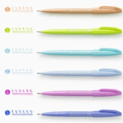 Pentel Touch Brush Sign Pen Pastel Colours [6 pens]