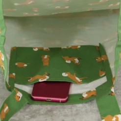 Playful Shiba Parade Cotton Tote Bag - A4 Size