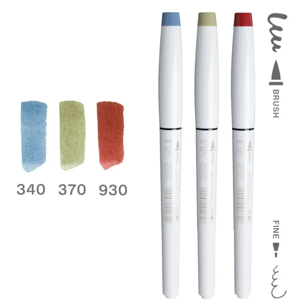 Sailor Watercolour Dual Tip Ink Pens — set of 3