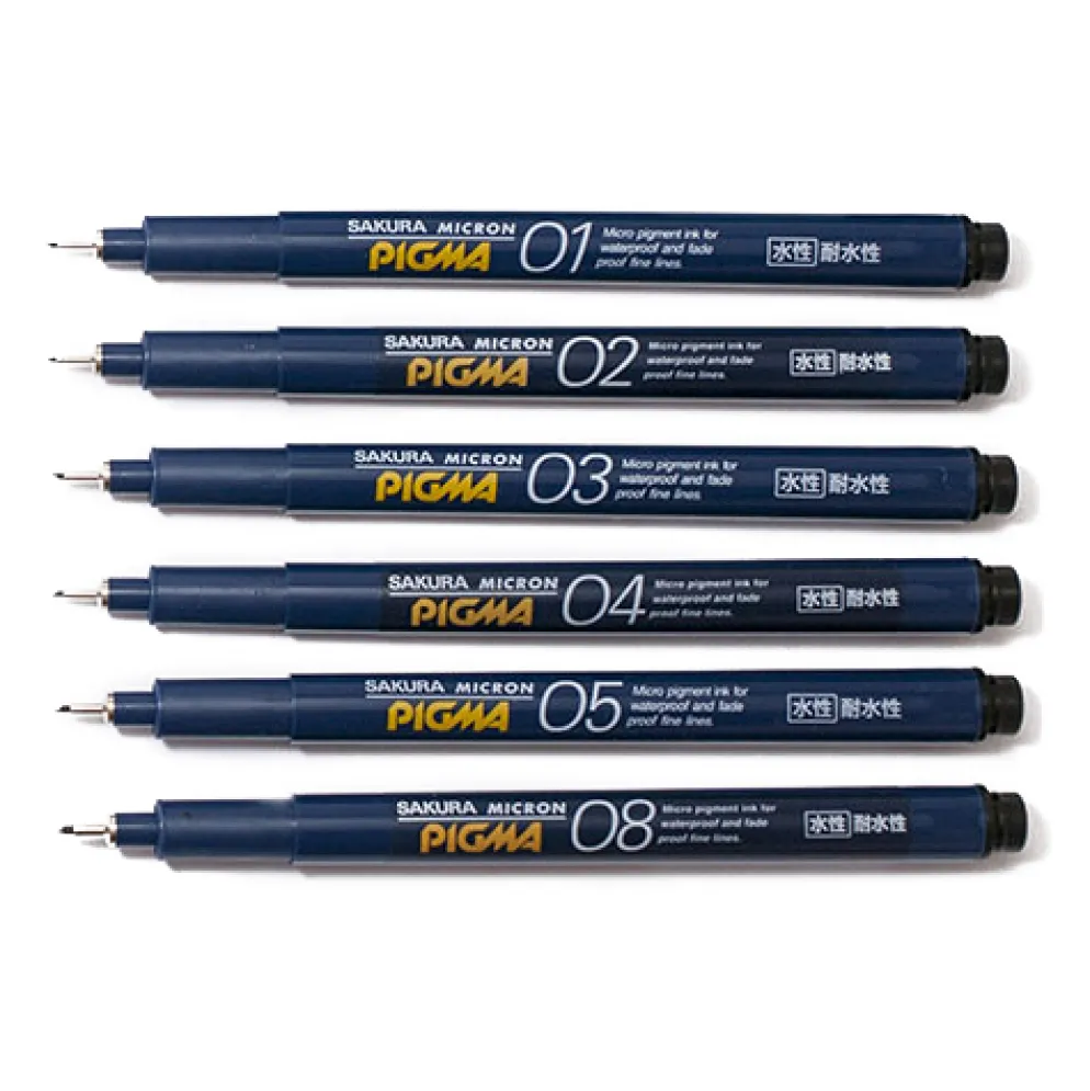 Sakura Pigma Micron Pen – Waterproof Archival Ink (Multiple Sizes & Colours)