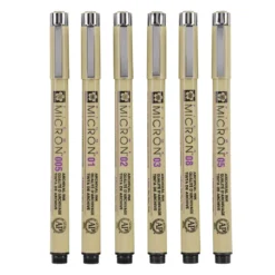 Sakura Pigma Micron Wallet 6 Fineliners, Black