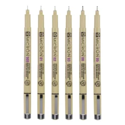 Sakura Pigma Micron Wallet 6 Fineliners, Black