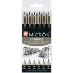 Sakura Pigma Micron Wallet 6 Fineliners, Black