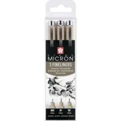 Sakura Pigma Micron Wallet Design, 3 Fine Liners-Black