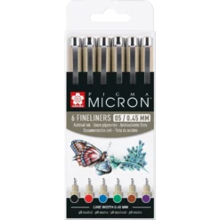 Sakura Pigma Micron 05 Wallet of 6 - Basic Colours