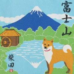 Shiba Inu & Mount Fuji Cotton Tote Bag
