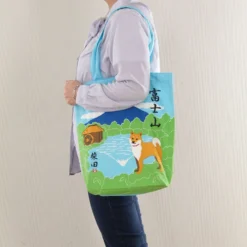 Shiba Inu & Mount Fuji Cotton Tote Bag