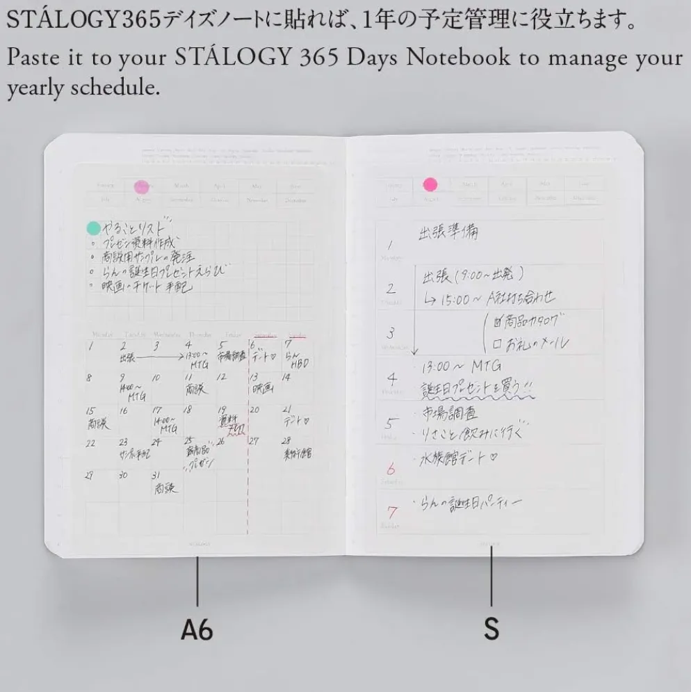 Stalogy Peel and Stick Calendar Sticker (Weekly Format)