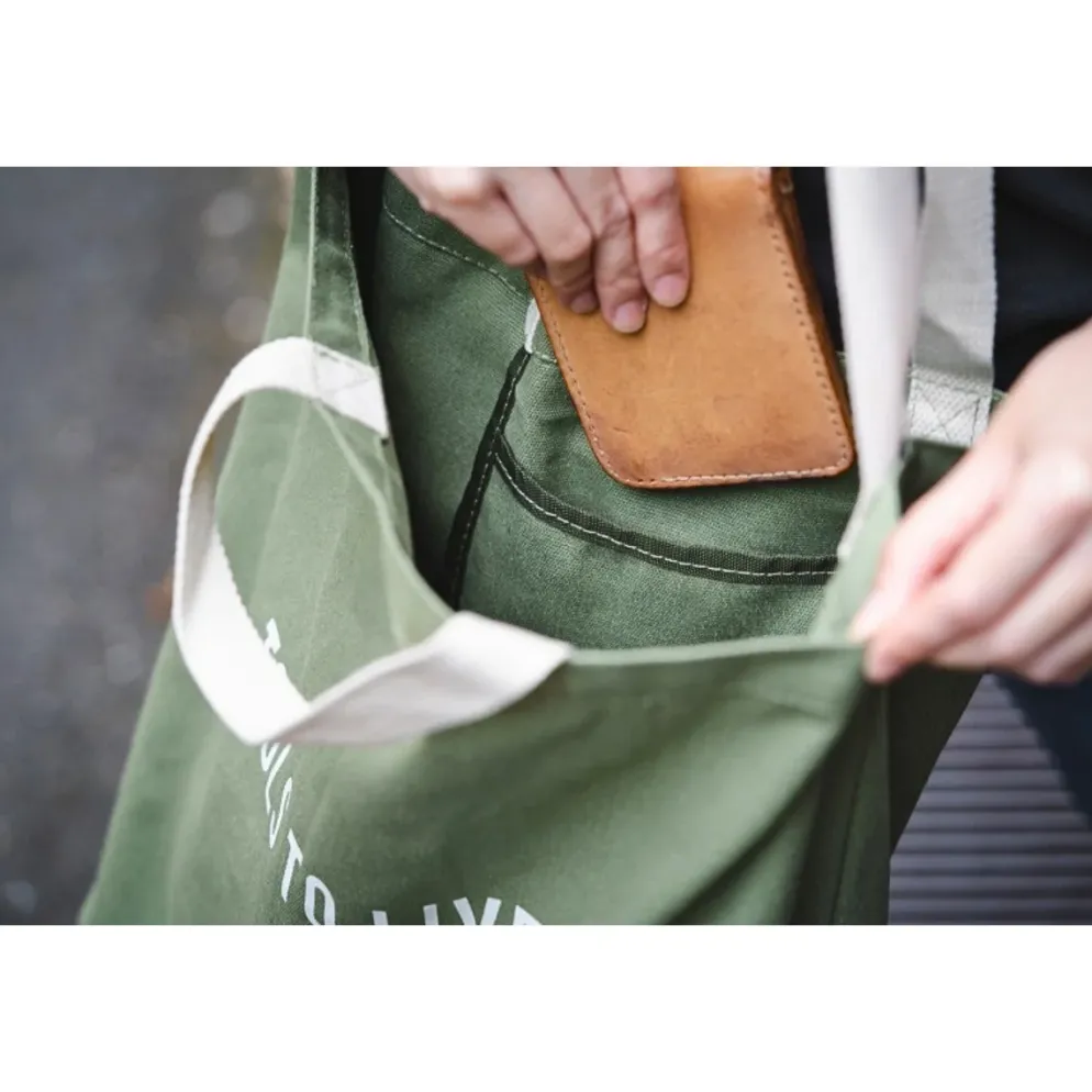 Tools to Live By Tote Bag Large – Green Canvas, Spacious, Versatile Carry