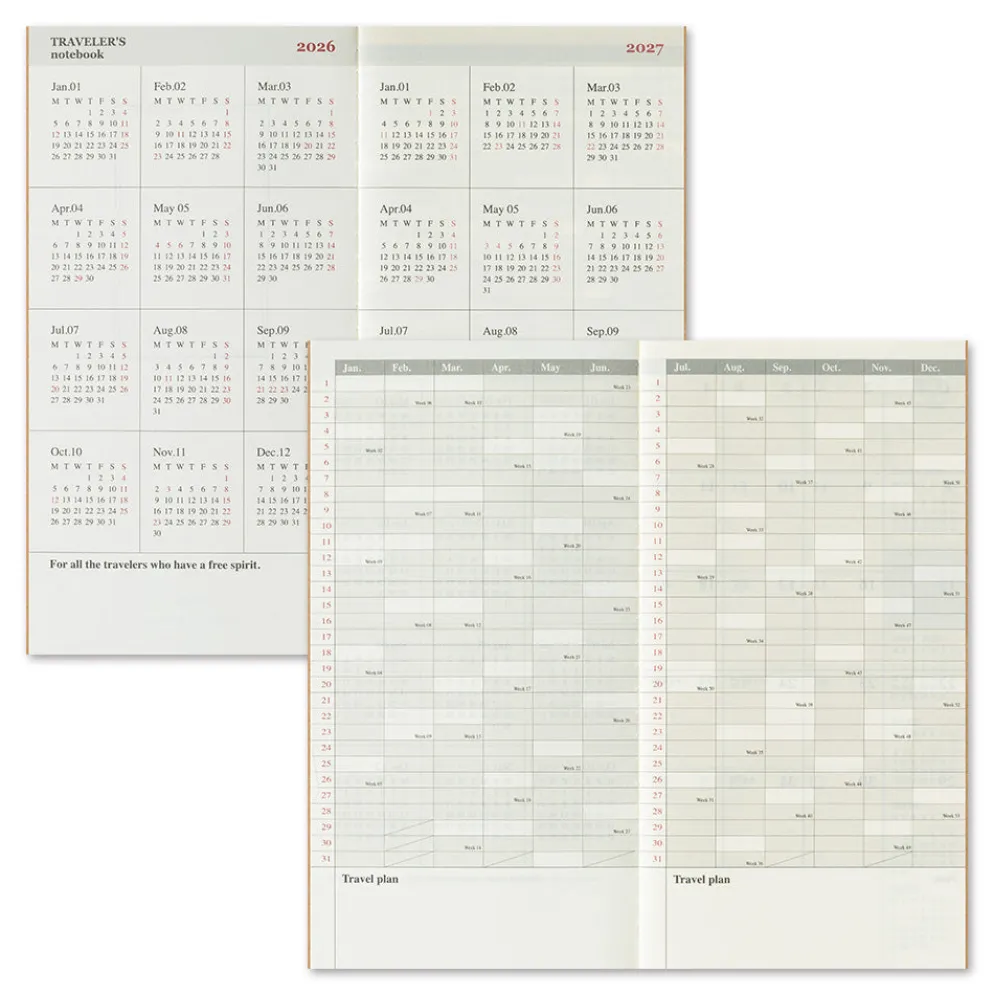 Traveler's Notebook 2026 Monthly Diary Refill – Regular Size