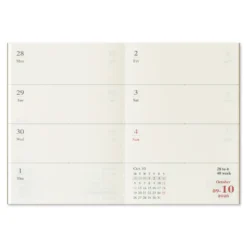 Traveler’s Notebook 2026 Second Half Passport Weekly Diary – (July to Dec.) Refill