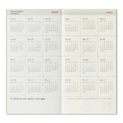 Traveler’s Notebook 2026 Second Half Weekly Vertical Diary – (July to Dec.) Refill