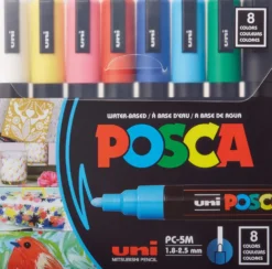 Uni POSCA PC-5M 8 Marker Set – Bold Colour, Brilliant Control, Endless Possibility