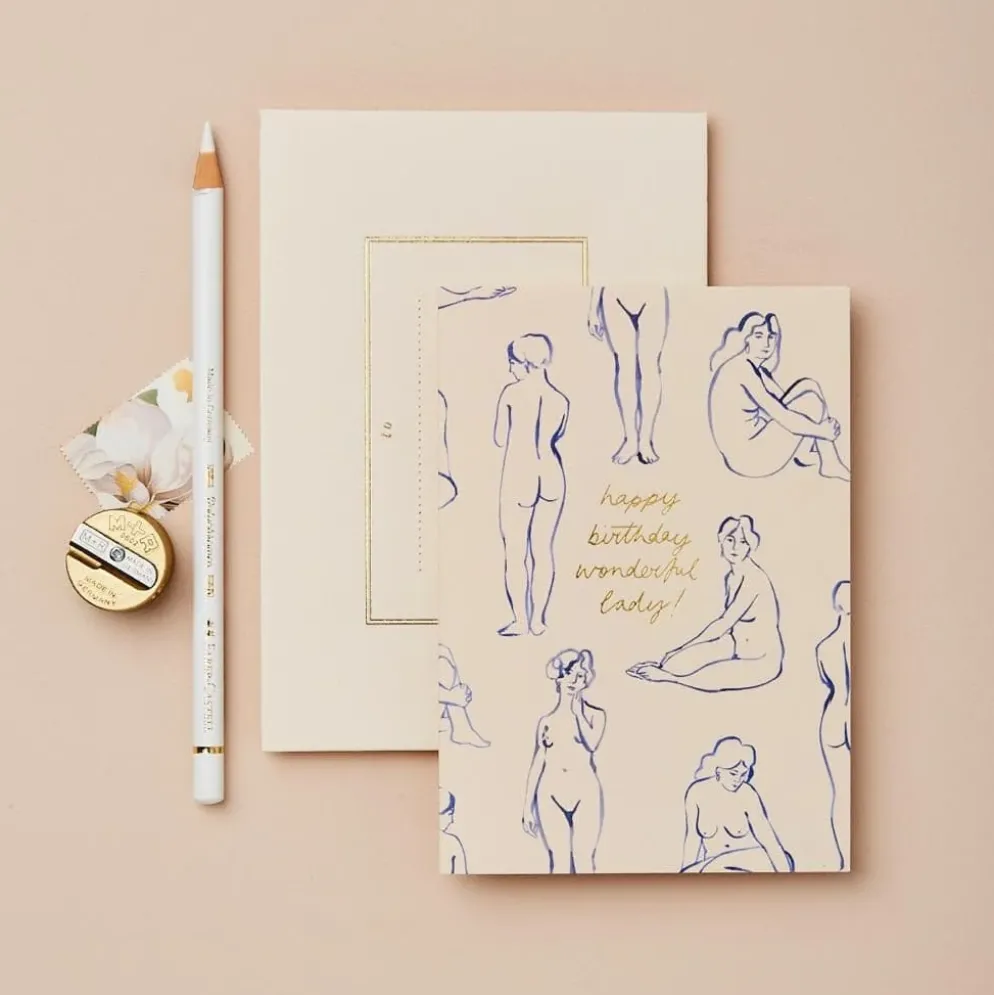 Wanderlust Blue Nudes Birthday Card