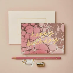 Wanderlust Pink Marble Birthday Card