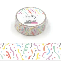 World Craft 15mm Clear Film PET Glitter Tape - Confetti