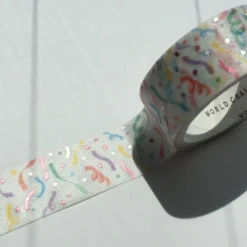 World Craft 15mm Clear Film PET Glitter Tape - Confetti