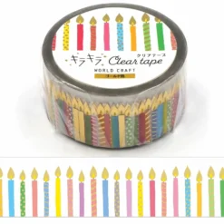 World Craft 20mm Clear Film PET Glitter Tape - Birthday Candles