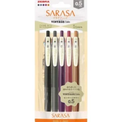Zebra Sarasa Ballpoint Pen - Vintage Colours, Set of 5