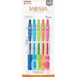 Zebra Sarasa Clip Gel Pen Set – 0.5mm & 0.7mm – 5 Colours