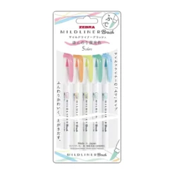 Zebra Mildliner Brush Line Marker Pen - (Set of 5)