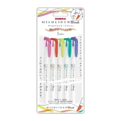 Zebra Mildliner Brush Line Marker Pen - (Set of 5)