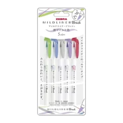 Zebra Mildliner Brush Line Marker Pen - (Set of 5)