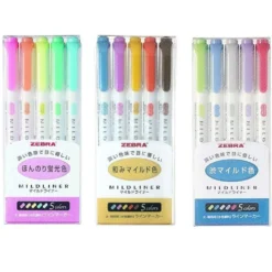 Zebra Mildliner Twin Tip Highlighters - Set of 5