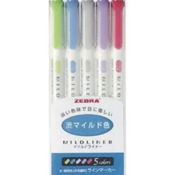 Zebra Mildliner Twin Tip Highlighters - Set of 5
