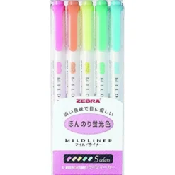 Zebra Mildliner Twin Tip Highlighters - Set of 5