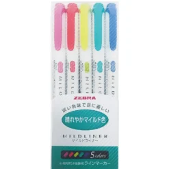 Zebra Mildliner Twin Tip Highlighters - Set of 5